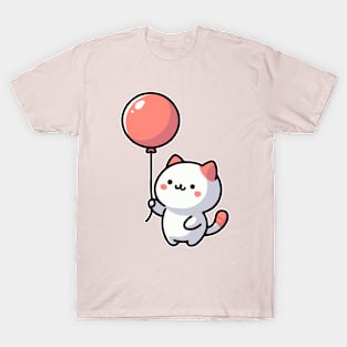 Cute Cat With Red Balloon T-Shirt